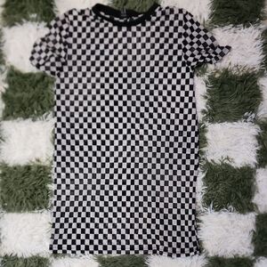 Forever 21 Checkered Mesh Mini Dress